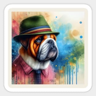 Old English Bulldog Splash Art Sticker